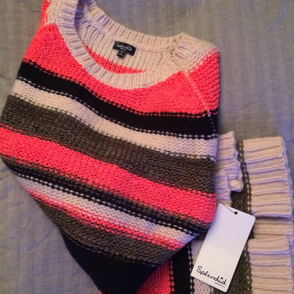 NEW Splendid Bleeker Striped Pullover Chunky Knit Sweater Size Small